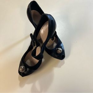 Salvatore Ferragamo black peep toe heels